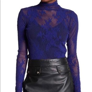 Long sleeve lace turtleneck shirt